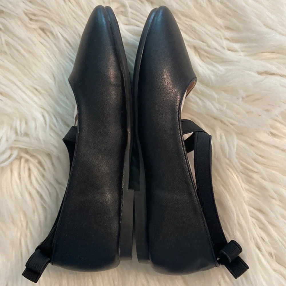 Chic Black Ballet Flats with Bow size 33 measurements of shoes provided in photo